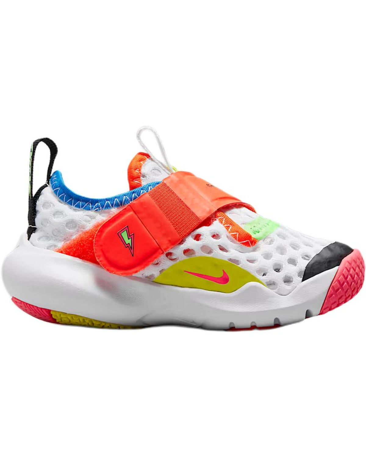 Nike Flex Advance детские кроссовки для бега бело-желто-оранжевые на липучке картинка