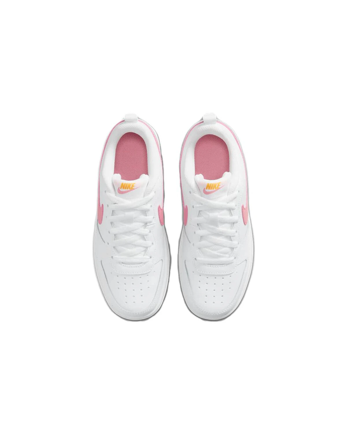 Nike Court Borough Low 2 детские кеды кожаные бело-розовые картинка