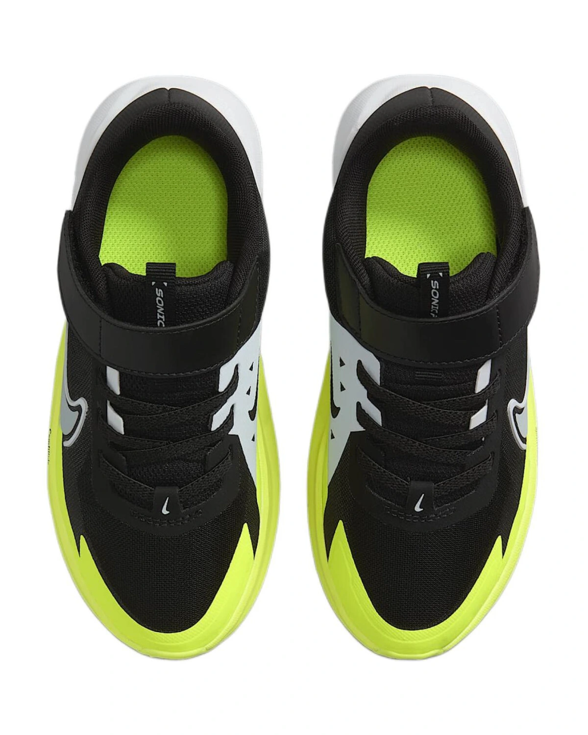 Nike SONIC FLY PS детские кроссовки для бега чёрно-зелёные картинка