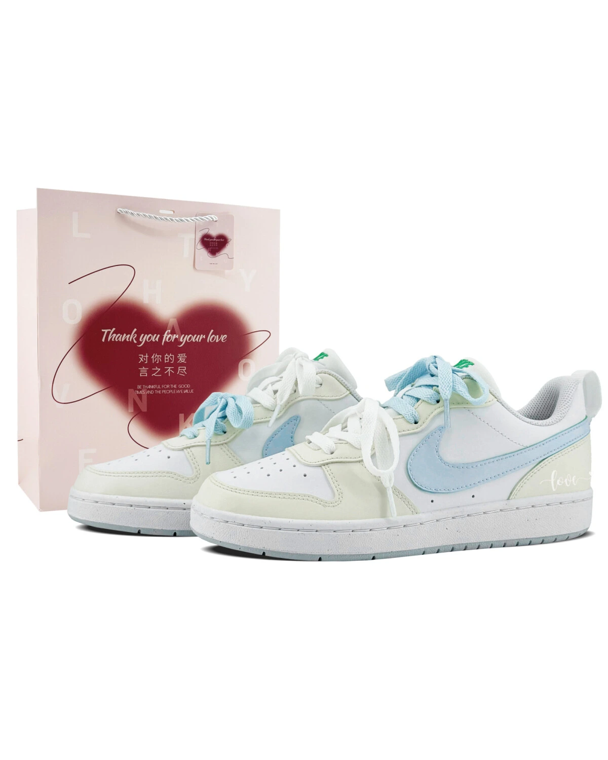 Nike Court Borough Детские кроссовки бело-желто-синие анти-скольжение картинка