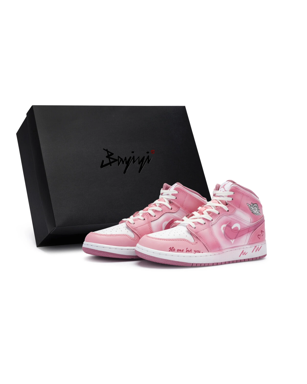 Jordan Air Jordan 1 женские кроссовки розово-белые с амортизацией и износостойкостью картинка