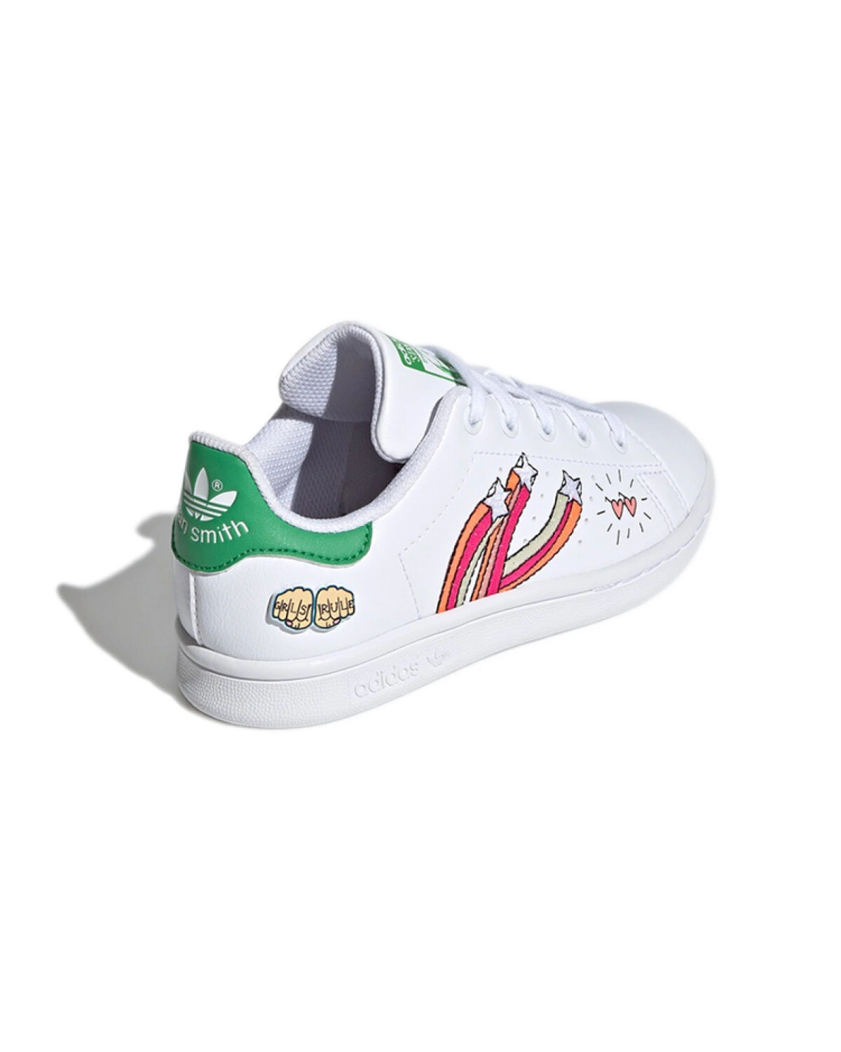 Adidas Originals Stan Smith детские кроссовки белые с зелеными и красными акцентами картинка
