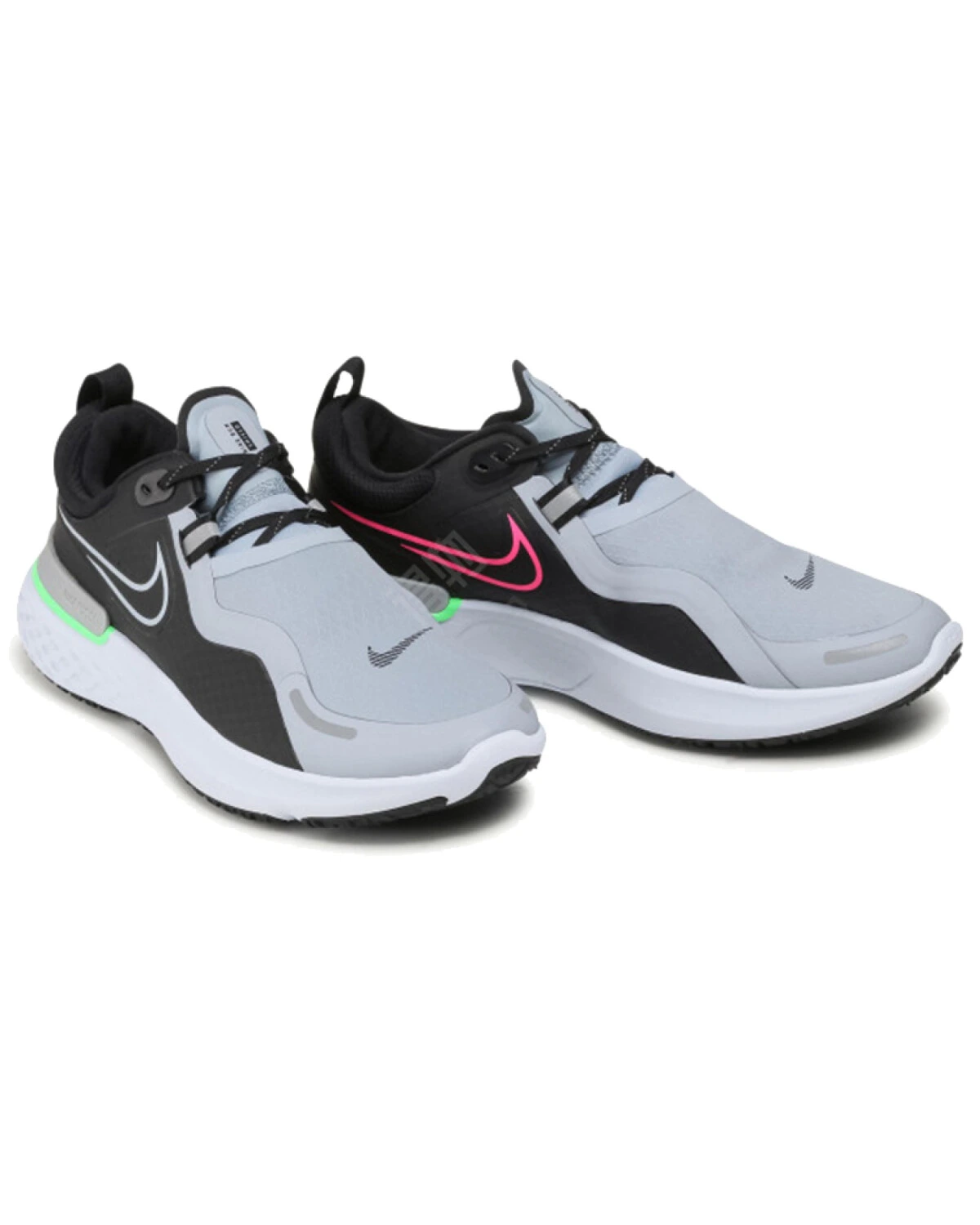 Nike React Miler 1 Shield мужские спортивные кроссовки серо-черно-зеленые с амортизацией React Foam картинка