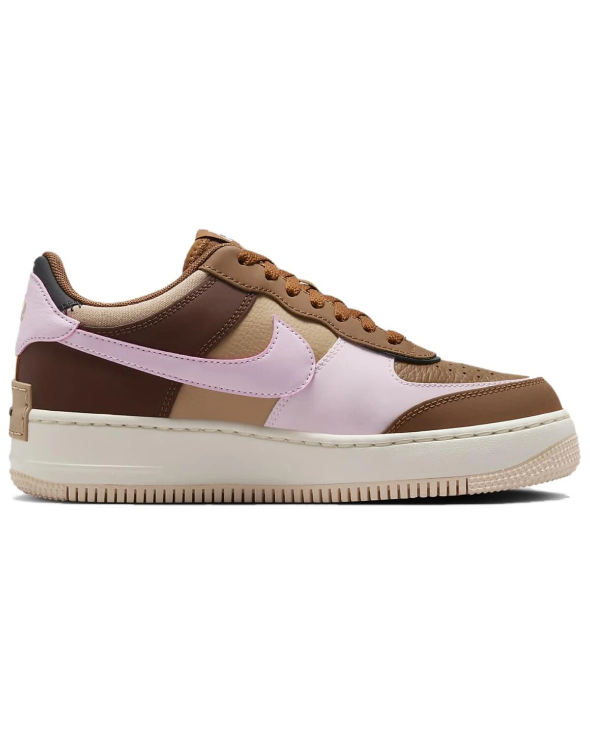 Nike Air Force 1 SHADOW женские кроссовки кожаные коричневые картинка