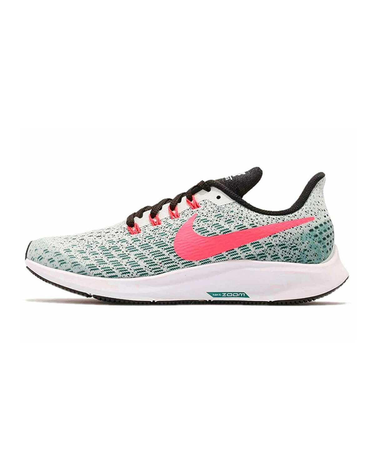 Nike Pegasus 35 детские кроссовки для бега белые с зелено-розовыми вставками картинка