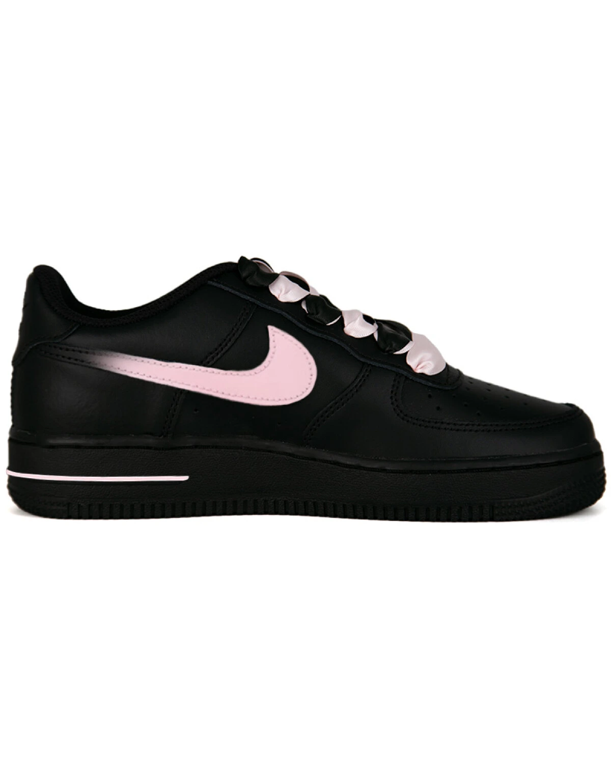 Nike Air Force 1 розовый бант мужские и женские кроссовки черно-розовые картинка