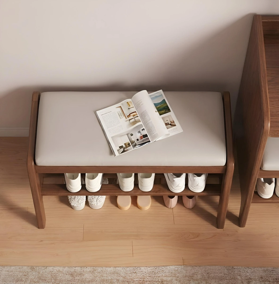 Обувница-банкетка с мягким сиденьем 80см (Коричневый) картинка