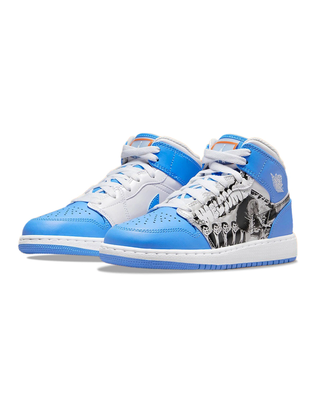 Jordan Air Jordan 1 детские кроссовки синие на шнуровке из кожи картинка
