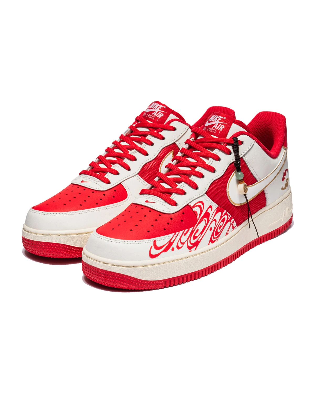 Nike Air Force 1 унисекс повседневные кроссовки бело-красные картинка