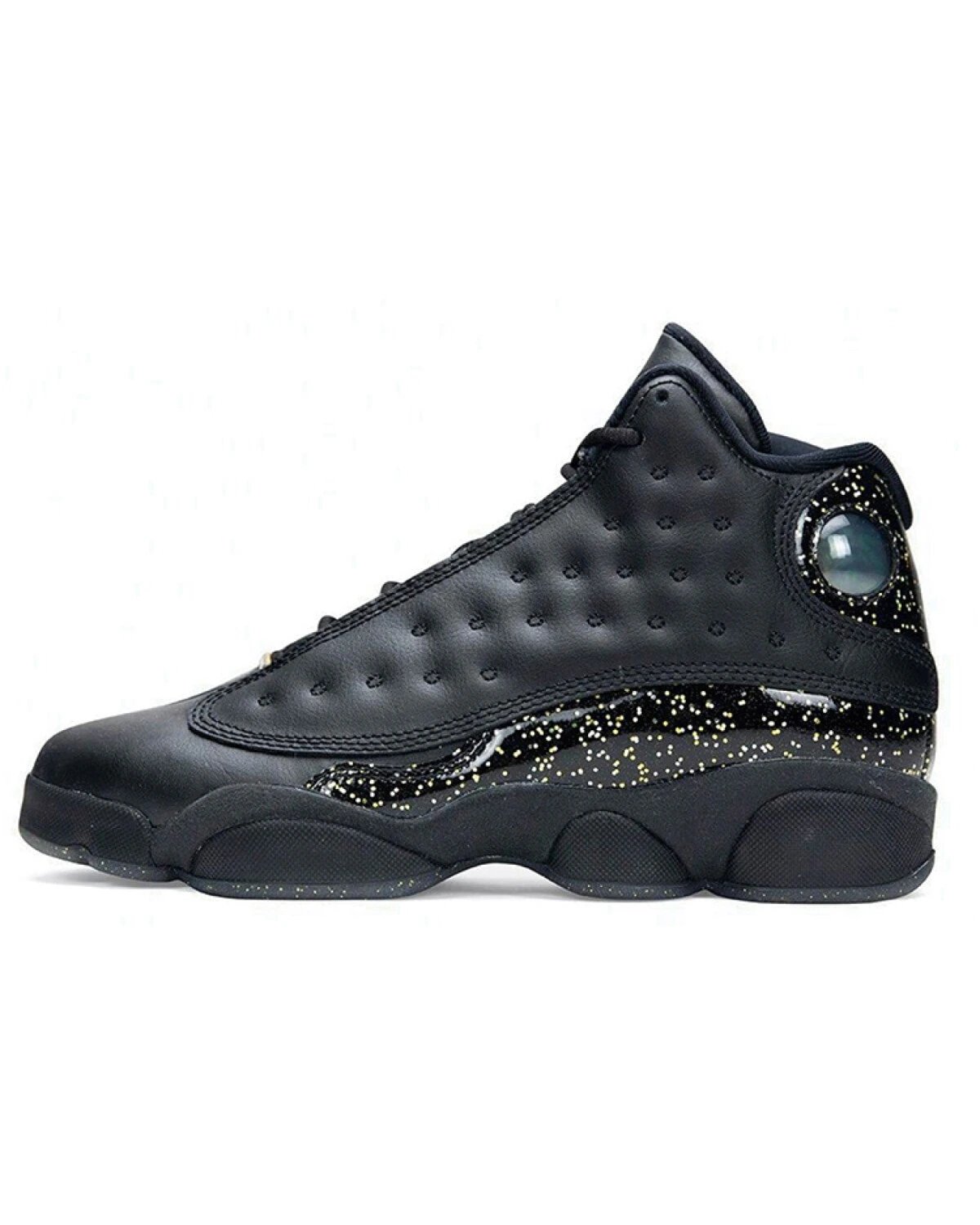 Jordan Air Jordan 13 женские кроссовки чёрные с золотыми вставками картинка