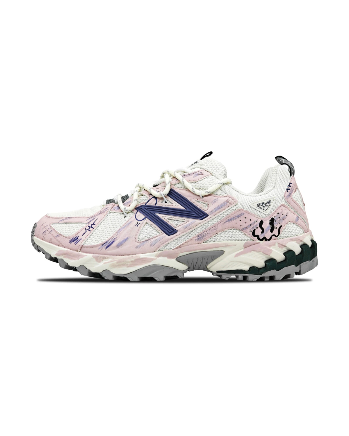 New Balance 610T мужские и женские кроссовки бело-розовые функциональные картинка