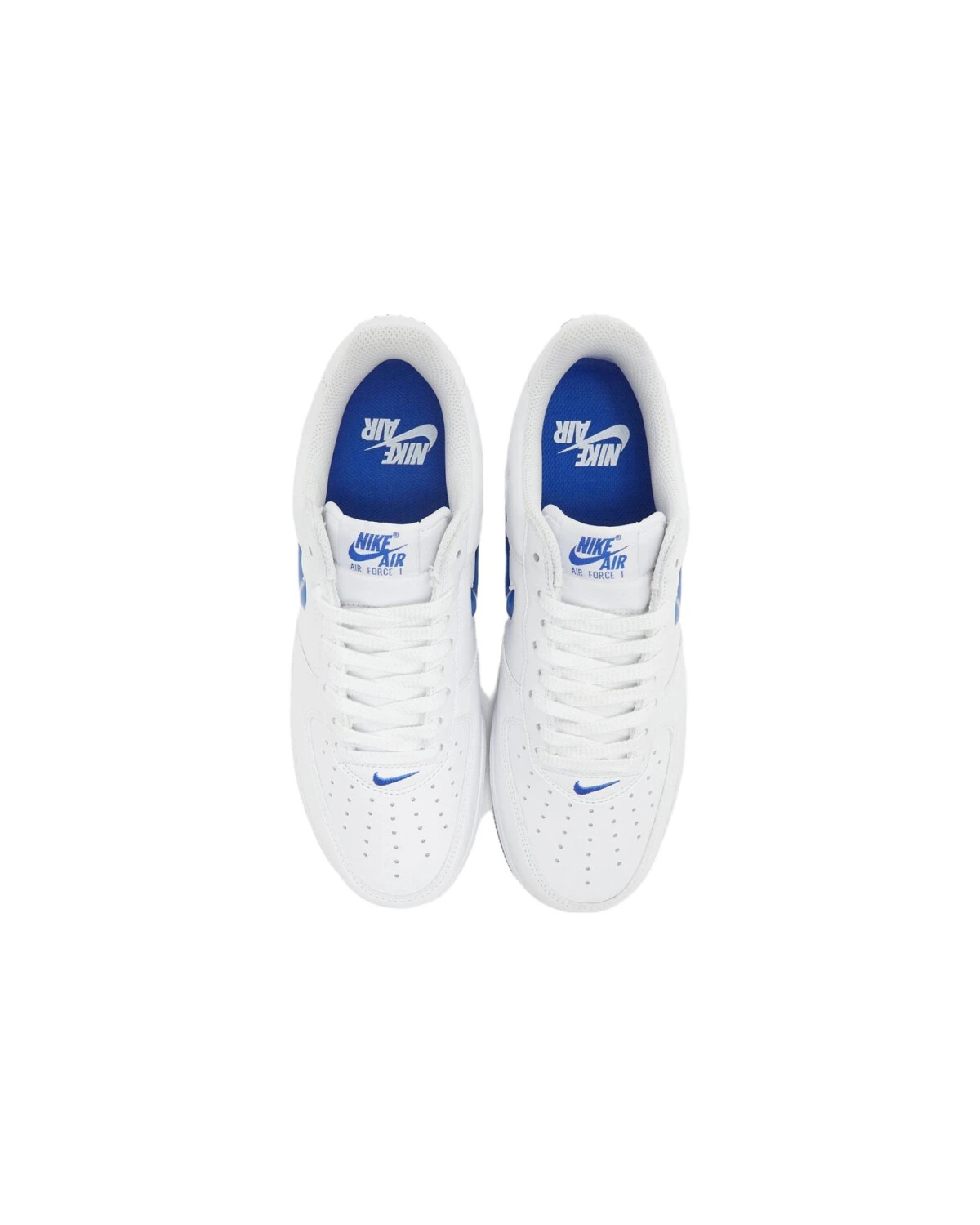 Nike Air Force 1 унисекс кроссовки белые с синим логотипом картинка
