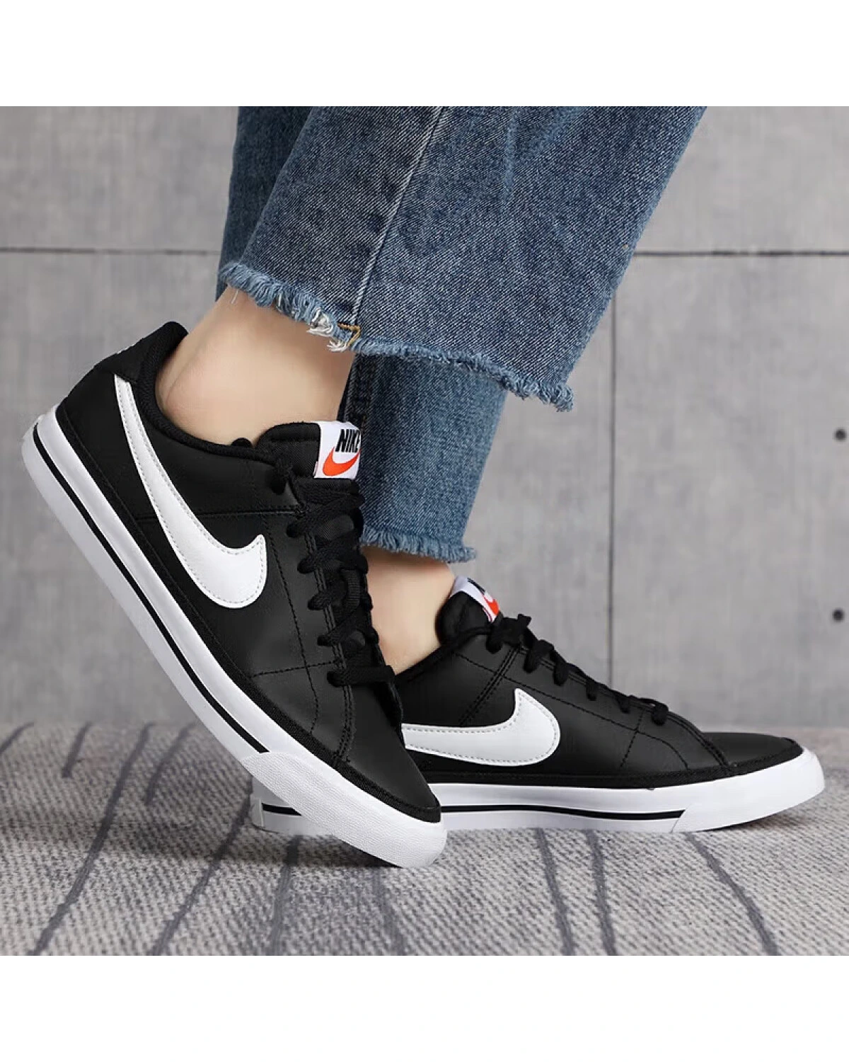 Nike Court Legacy детские кеды черно-белые комфортные картинка