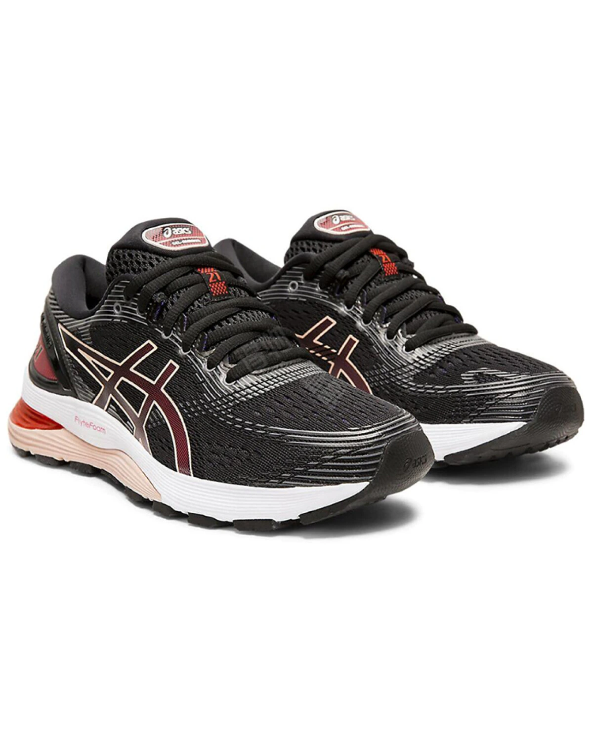 Asics GEL-Nimbus 21 женские кроссовки черно-красные воздухопроницаемые картинка