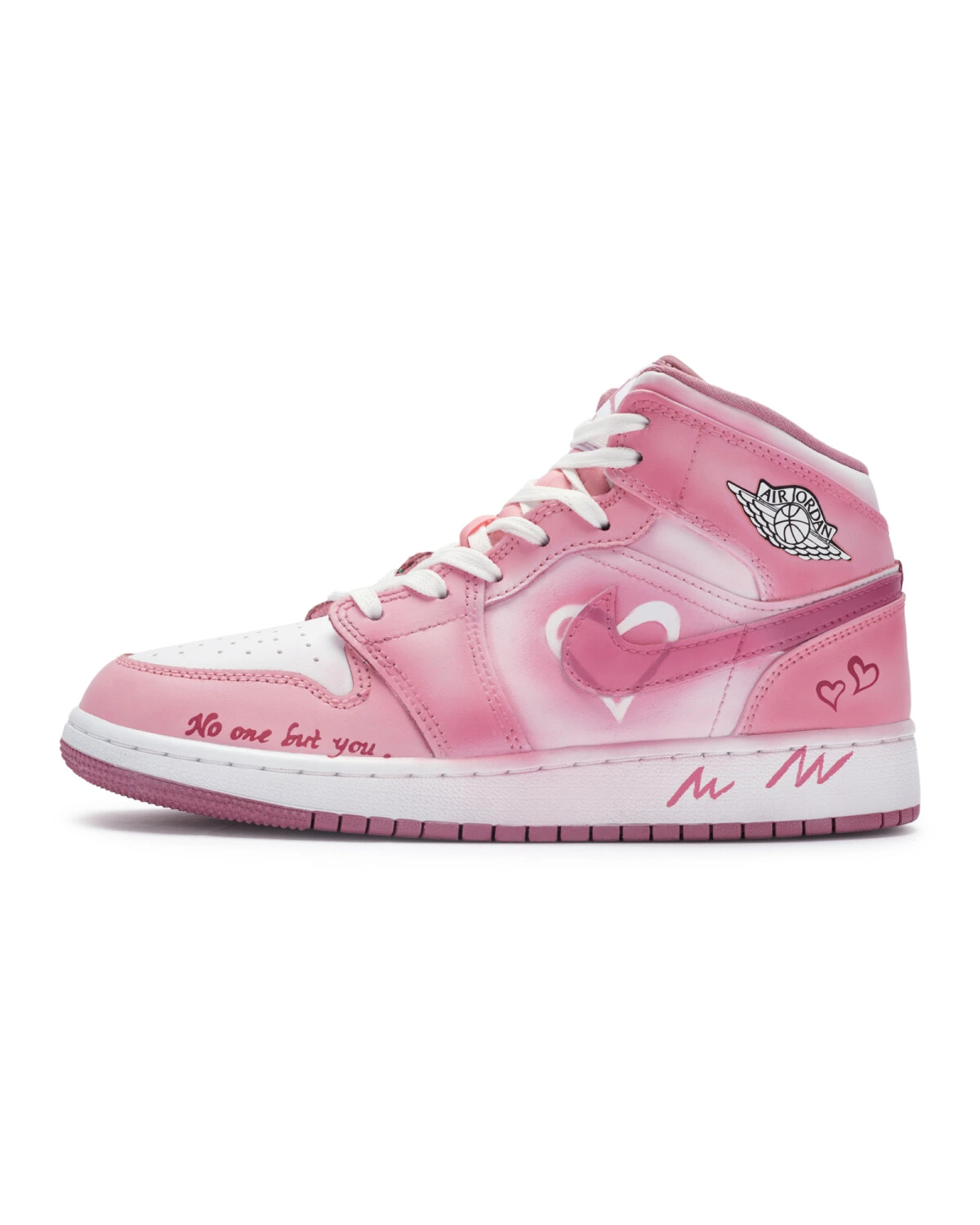 Jordan Air Jordan 1 женские кроссовки розово-белые средней высоты картинка