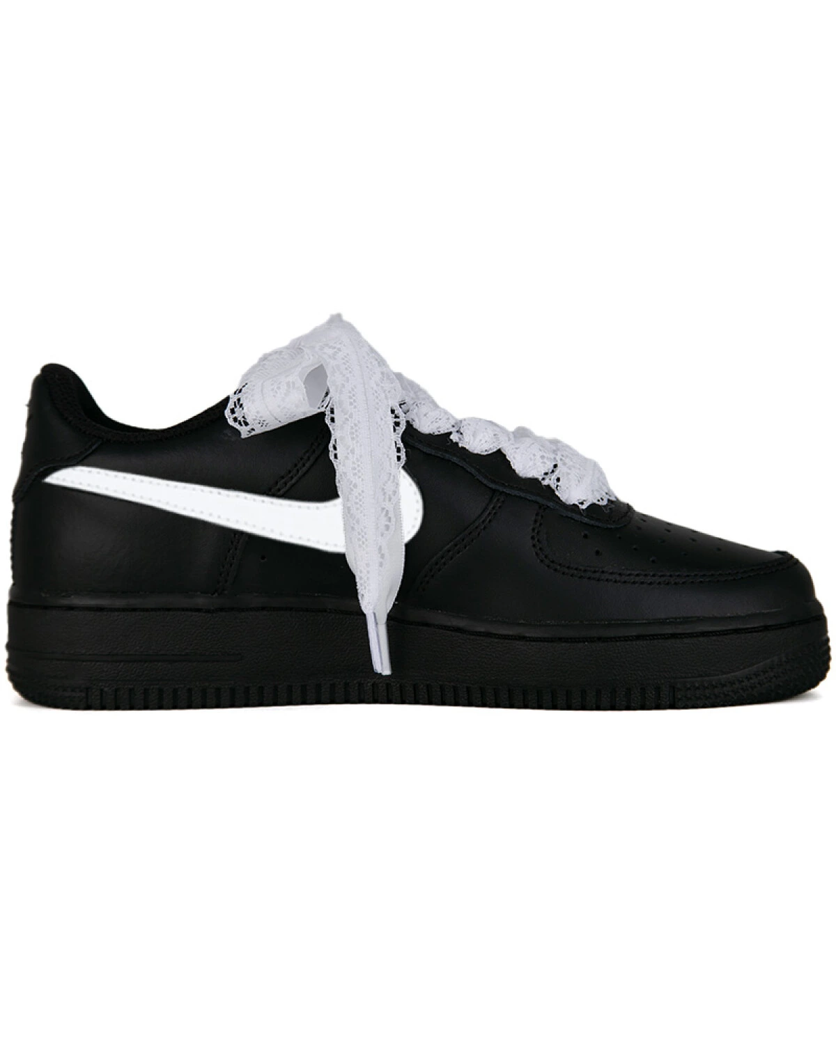 Nike Air Force 1 унисекс кроссовки черно-белые с кружевными шнурками картинка