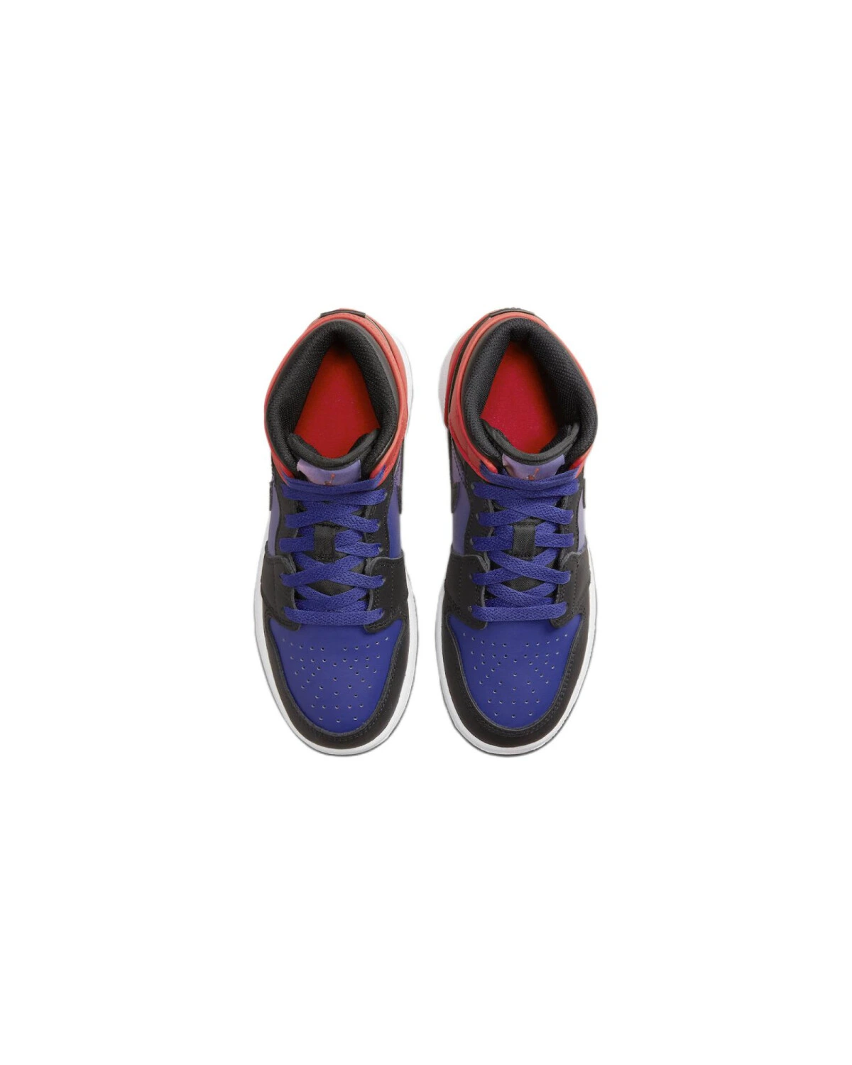 Jordan Air Jordan 1 MID детские кожаные кроссовки чёрно-красные картинка