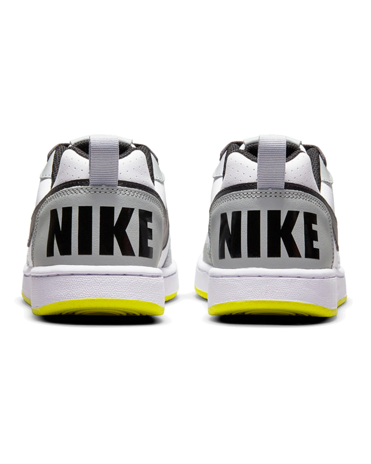 Nike Court Borough Low детские кроссовки серо-белые с желтым картинка