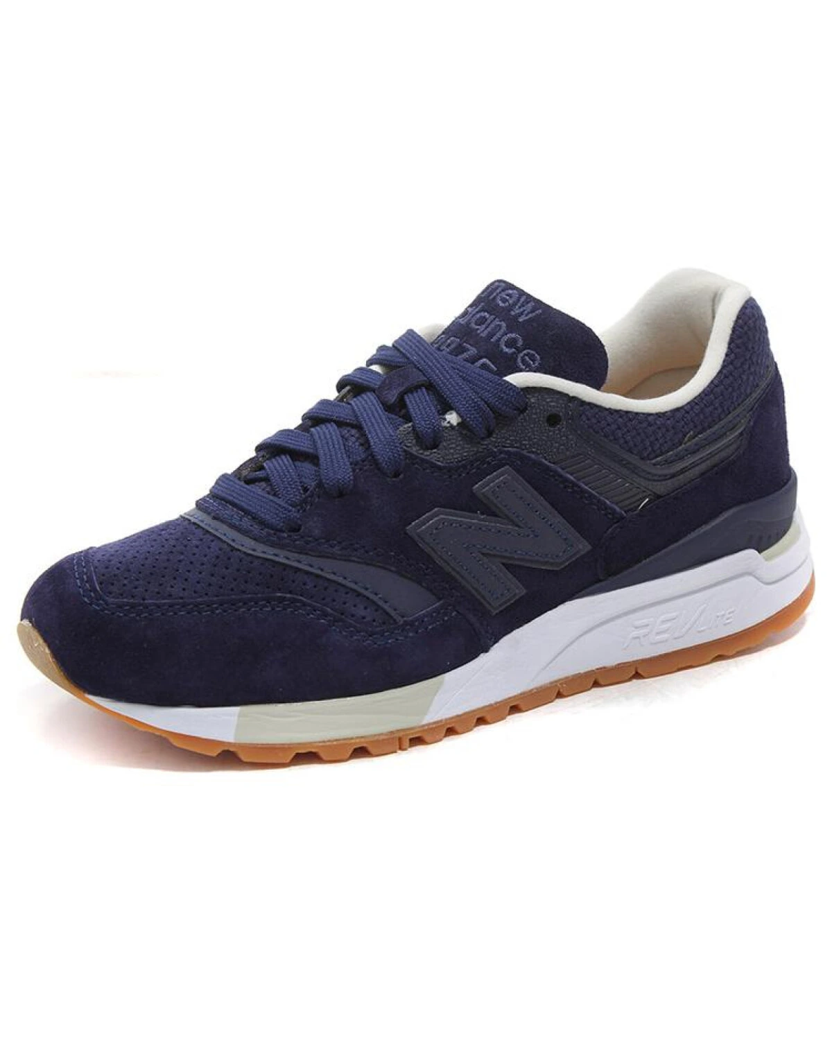 New Balance 997 женские повседневные кроссовки синие из ткани и кожи картинка