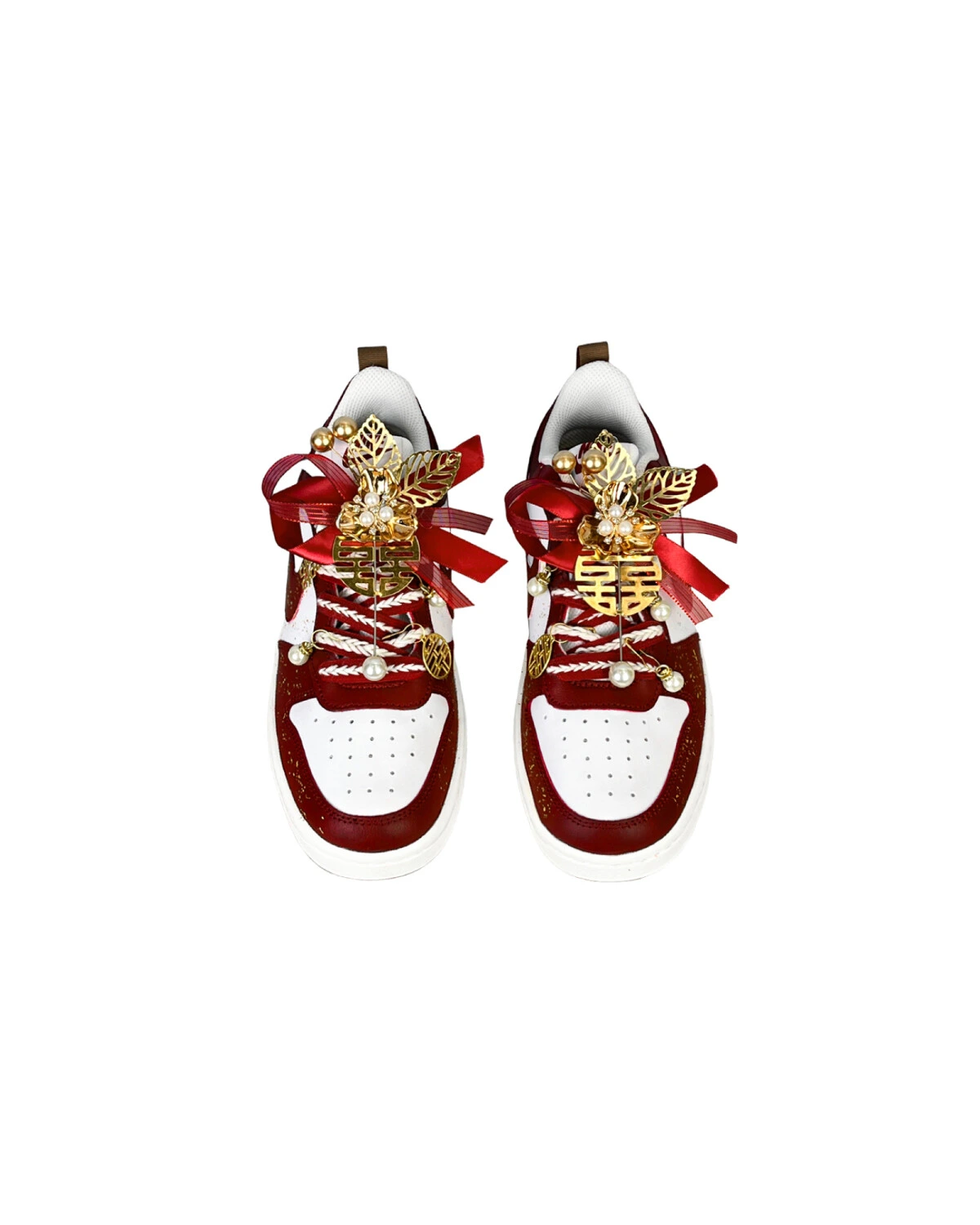 Nike Court Borough GS женские кроссовки бело-красные с золотыми акцентами картинка