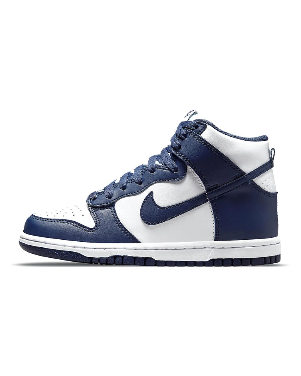 Nike Dunk High детские кеды кожаные сине-белые картинка
