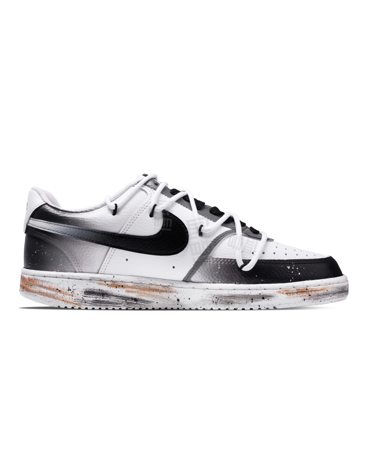 Nike Court Vision 1 унисекс кроссовки черно-белые с граффити картинка