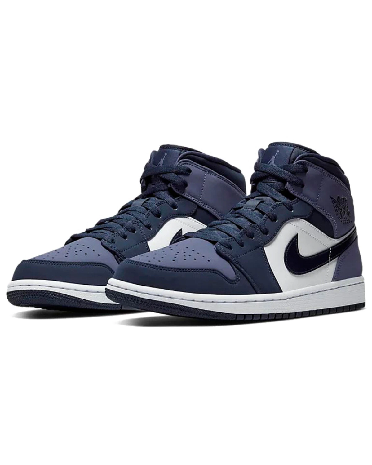 Jordan Air Jordan 1 Mid unisex высокие кроссовки из кожи фиолетово-белые картинка