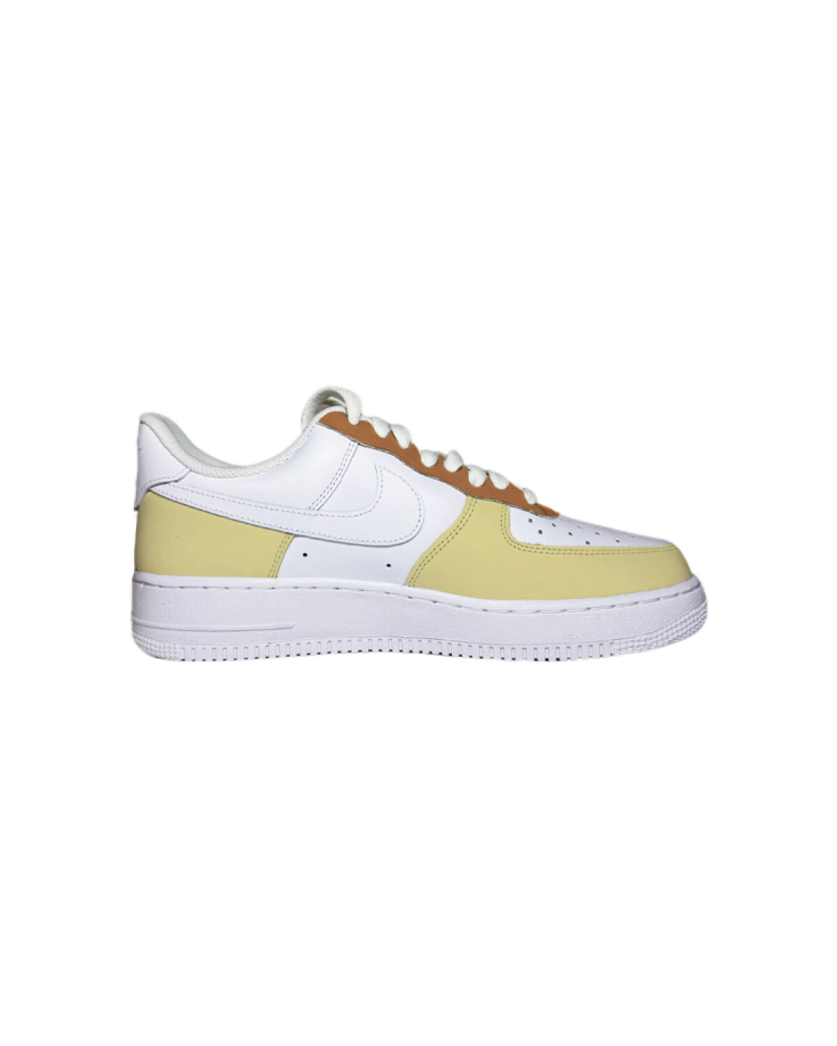Nike Air Force 1 женские кроссовки бело-желто-коричневые картинка