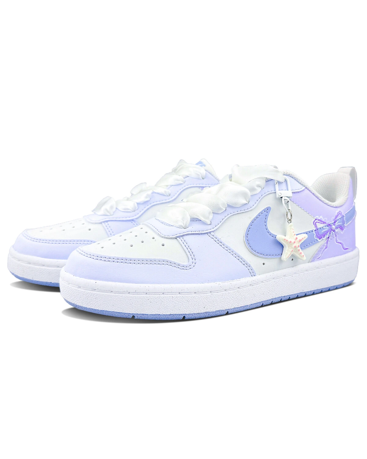 Nike Court Borough Low 2 детские кроссовки голубые с кожаным верхом картинка