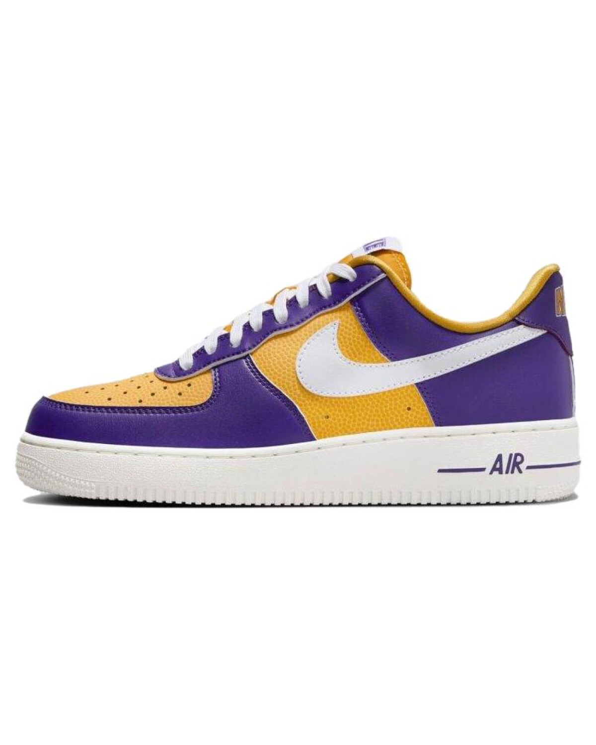 Nike Air Force 1 женские кроссовки кожаные фиолетово-желтые картинка