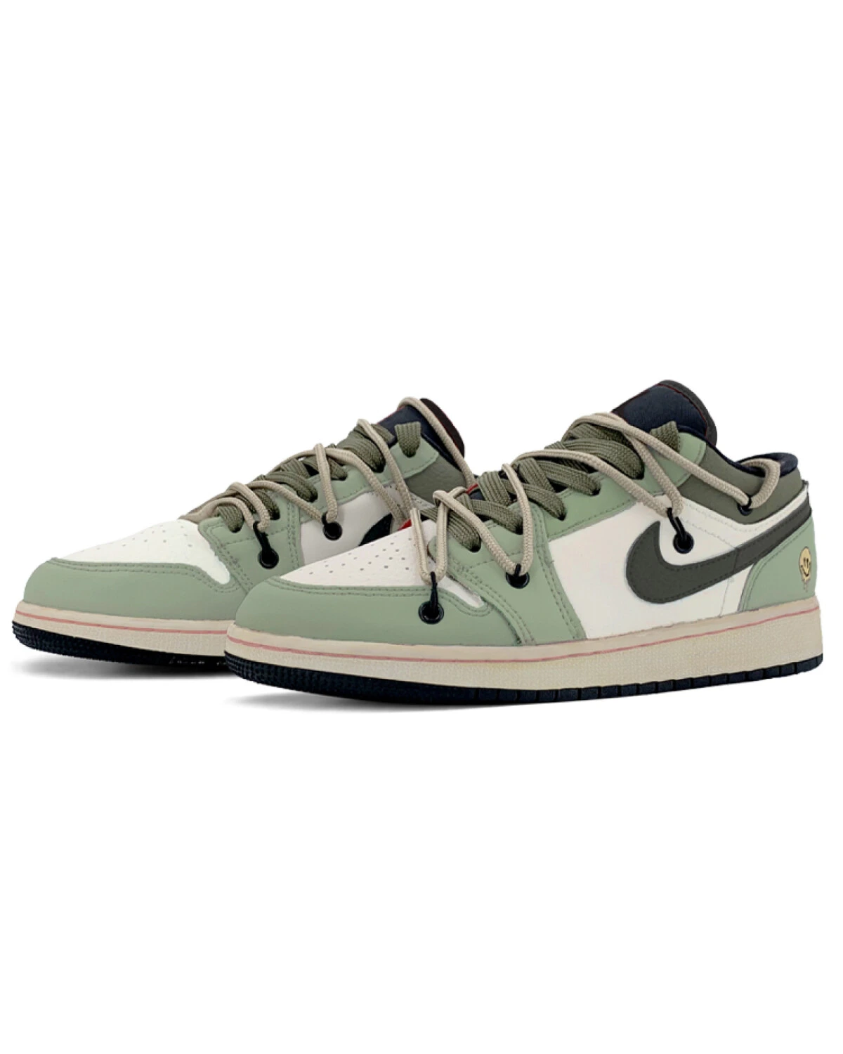 Jordan Air Jordan 1 Low мужские кроссовки темно-зеленые с принтом черепа и смайлика картинка
