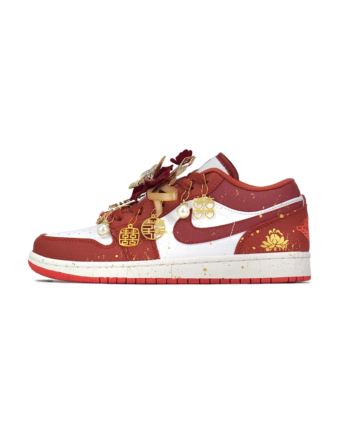 Jordan Air Jordan 1 женские кроссовки красные с цветочным принтом картинка