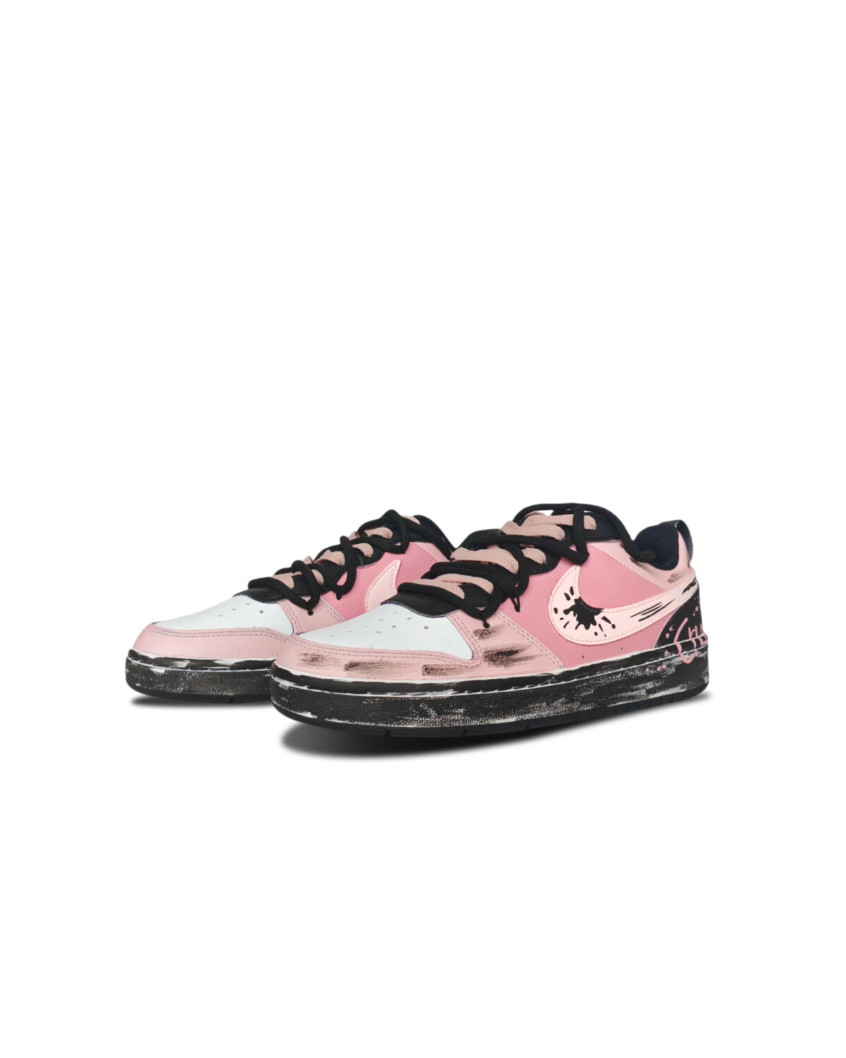 Nike Court Borough детские кроссовки розовые с кожаным верхом картинка