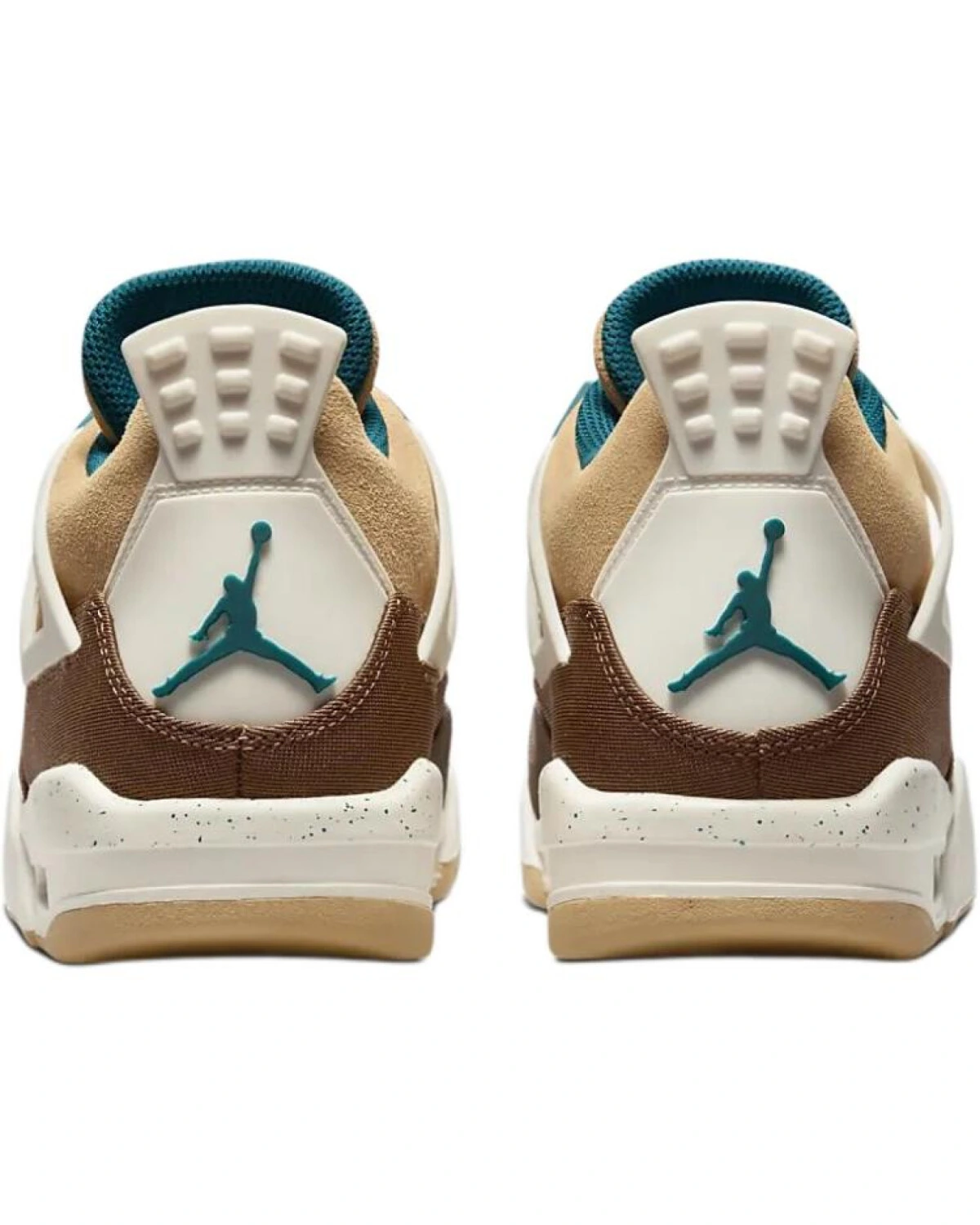 Jordan 4 детские высокие кроссовки коричнево-белые из натуральной кожи картинка