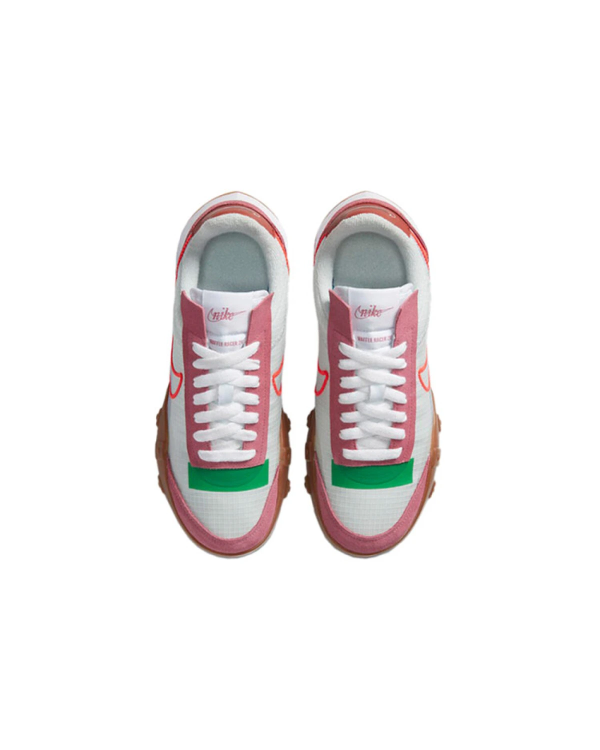 Nike Waffle Racer 2X женские повседневные кроссовки из замши и текстиля бело-розовые картинка