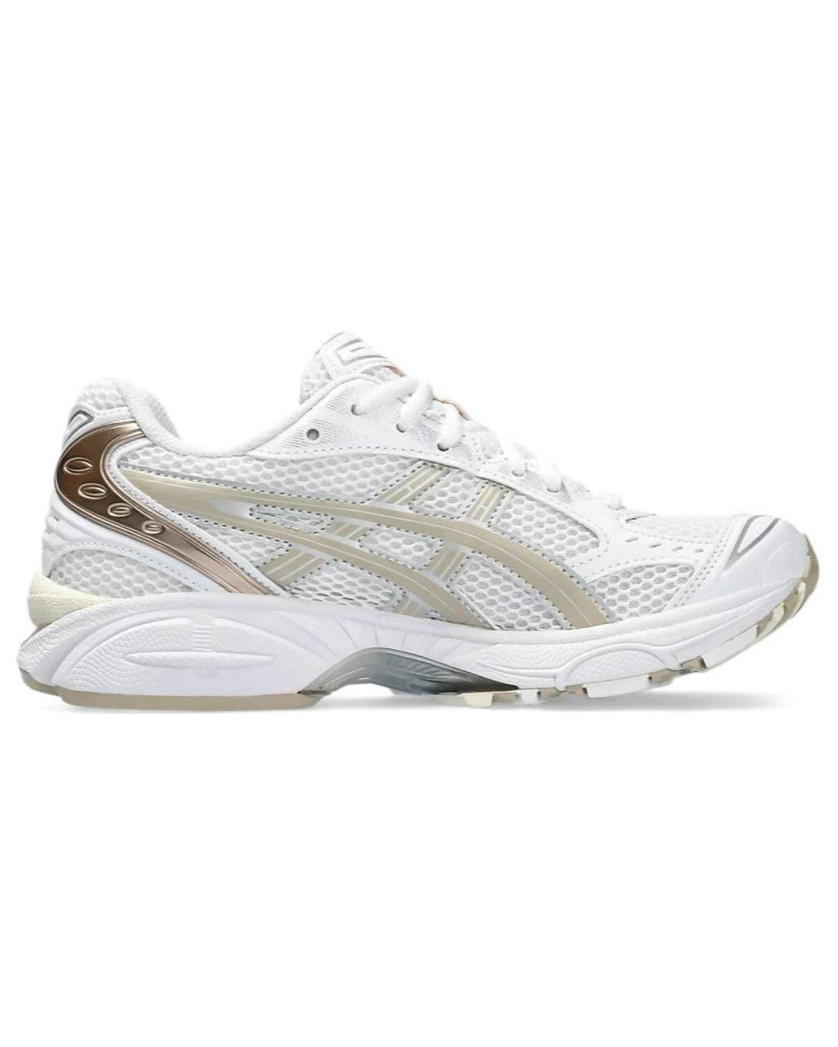 Asics Gel-Kayano 14 женские кроссовки повседневные кожа и сетка бело-коричневые картинка