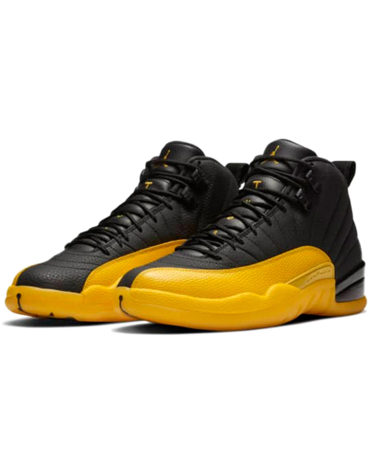 Jordan Air Jordan 12 Retro University Gold кроссовки высокие черно-золотые из кожи картинка