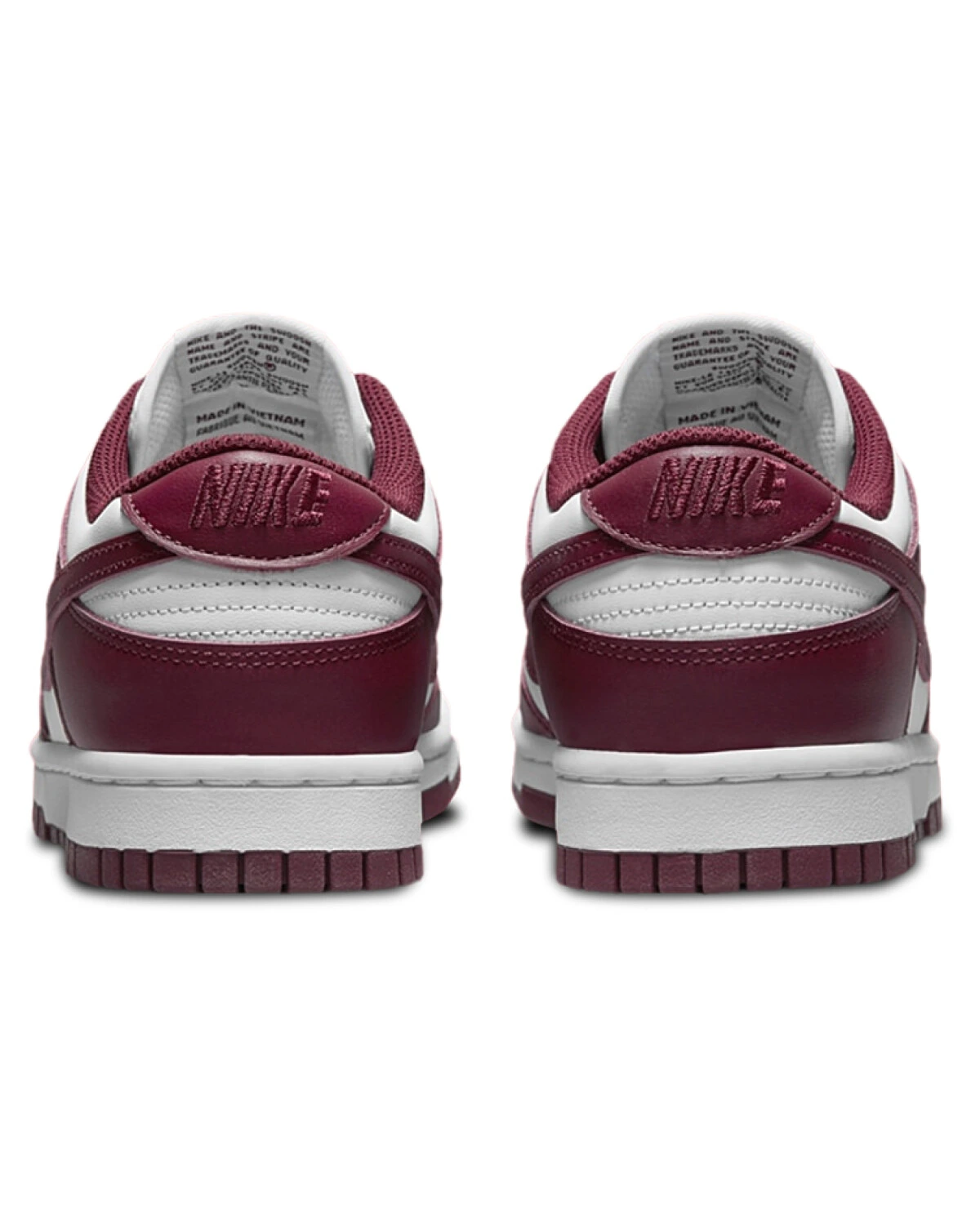 Nike Dunk женские кроссовки из натуральной кожи бордово-белые картинка