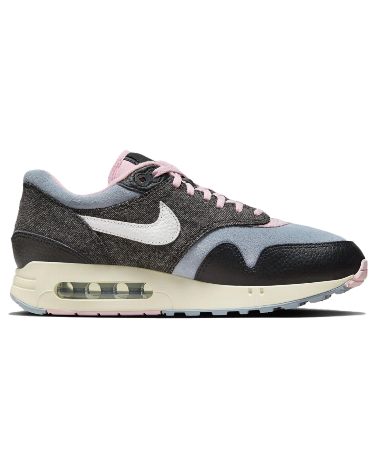 Nike Air Max 1 унисекс кроссовки замшевые черно-сине-розовые картинка