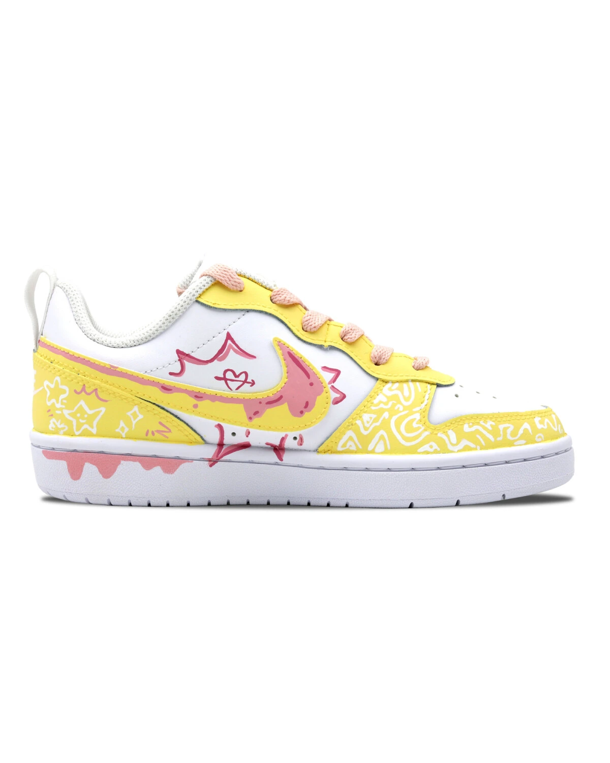 Nike Court Borough Low 2 детские кроссовки из натуральной кожи желтые весенние картинка