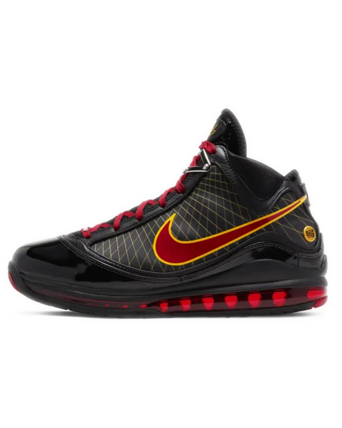Nike Lebron 7 unisex высокие кроссовки кожаные чёрно-красные картинка