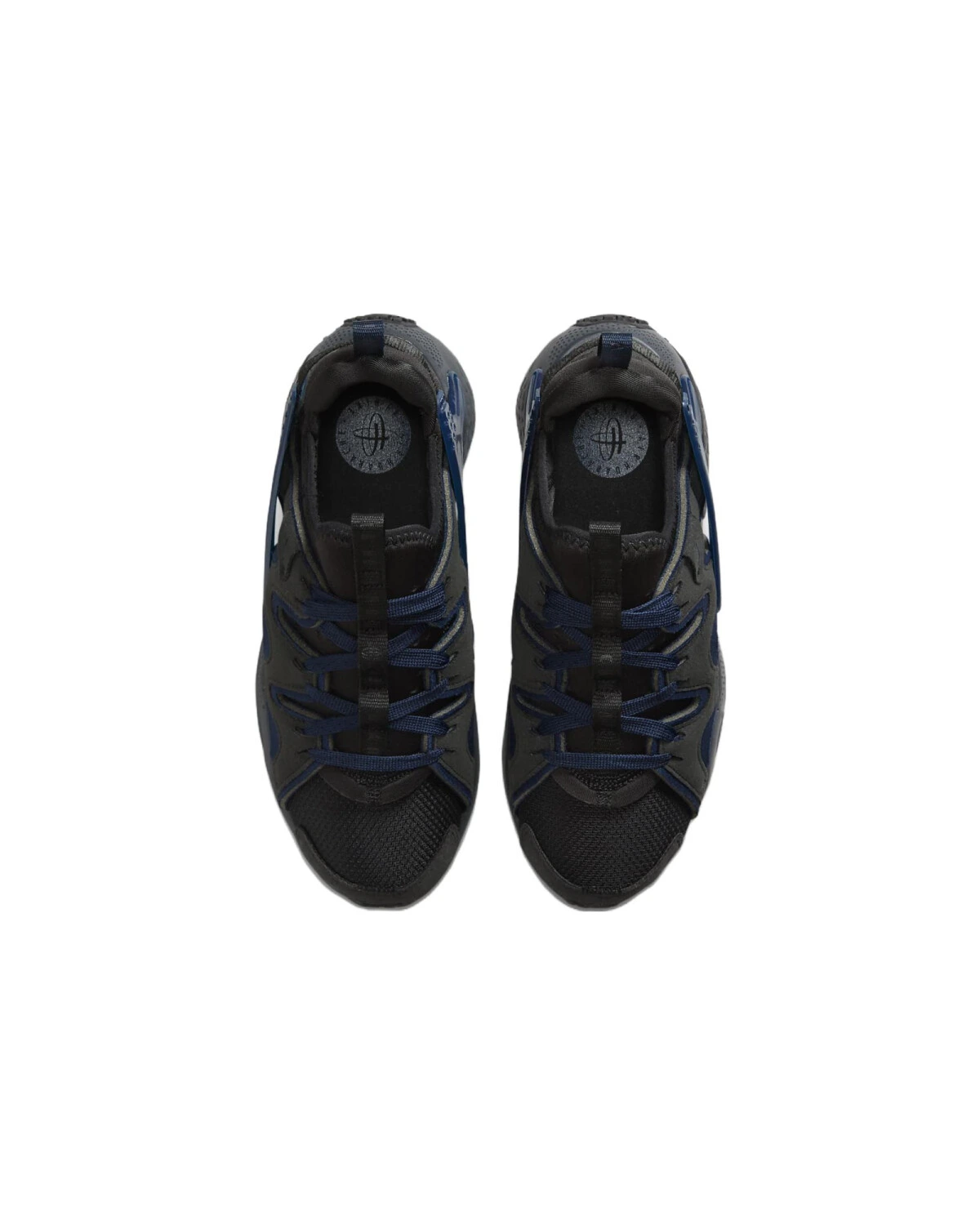 Nike Air Huarache унисекс кроссовки черные с синим акцентом на шнуровке картинка