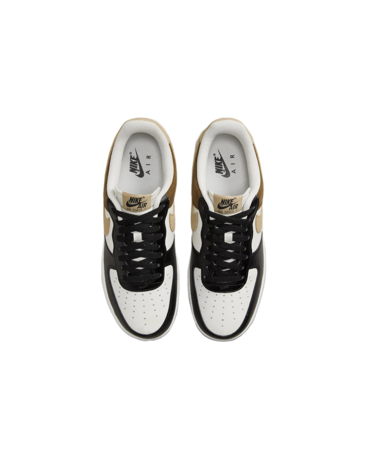 Nike Air Force 1 унисекс кроссовки кожаные бело-черно-коричневые картинка