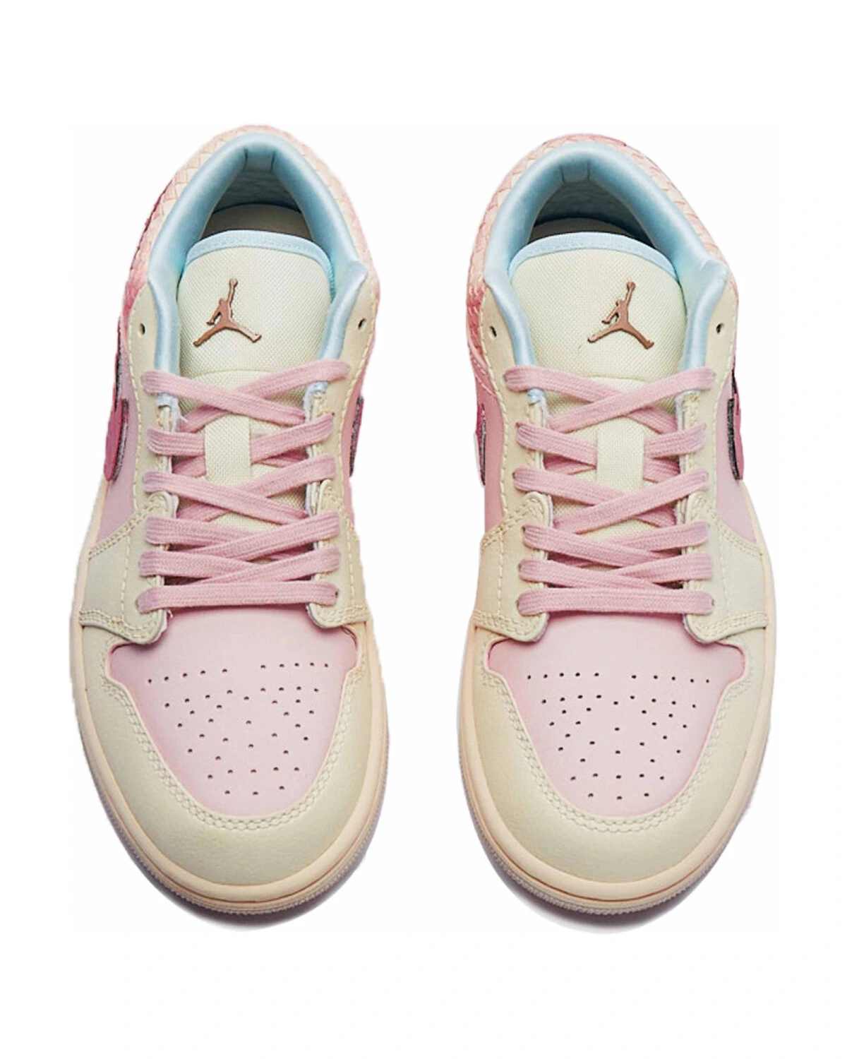 Jordan Air Jordan 1 женские кроссовки розово-бежевые с принтом змеи картинка