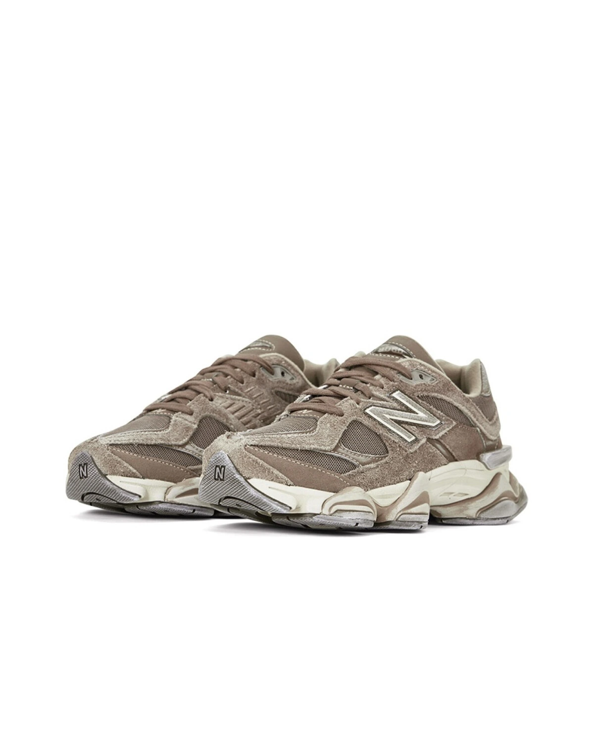New Balance 9060 унисекс кроссовки серо-коричневые с амортизацией картинка