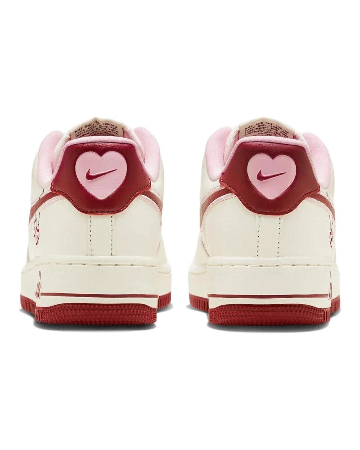 Nike Air Force 1 "Valentine’s Day" женские кроссовки кожаные бело-розово-красные картинка