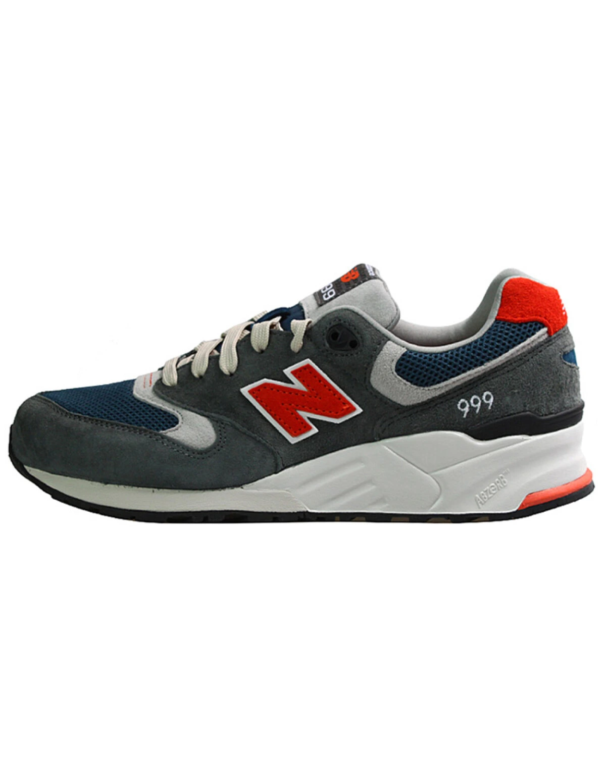 New Balance NB 999 кроссовки беговые серые с красными вставками картинка