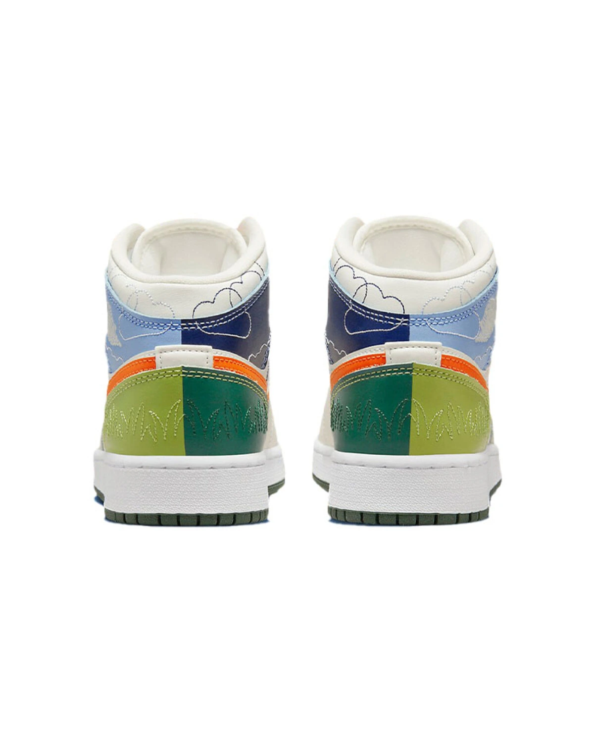 Jordan Air Jordan 1 Mid SE "Stitch" детские баскетбольные кроссовки бело-оранжевые картинка