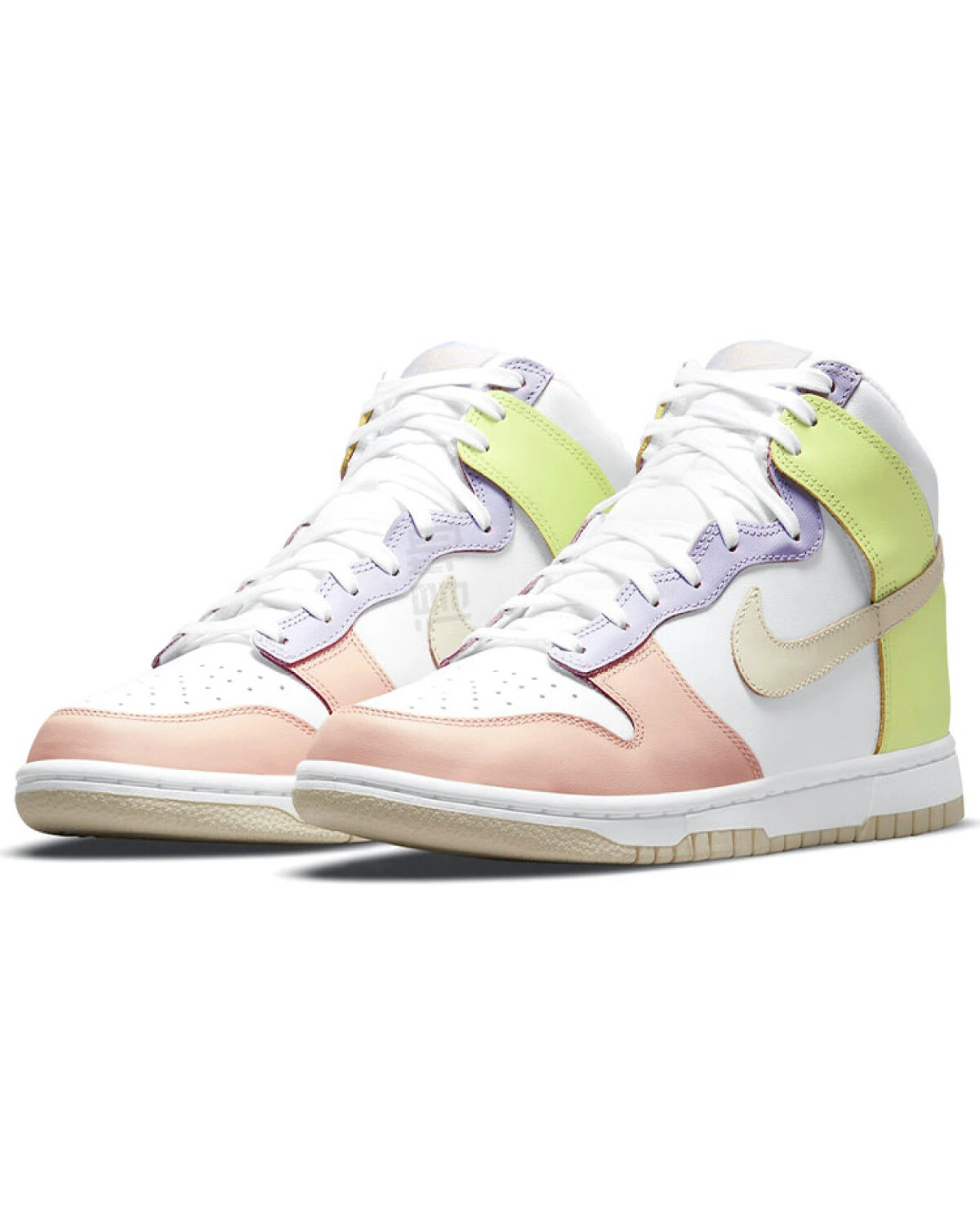Nike Dunk High "Cashmere" женские кроссовки высокие бело-розово-желтые картинка