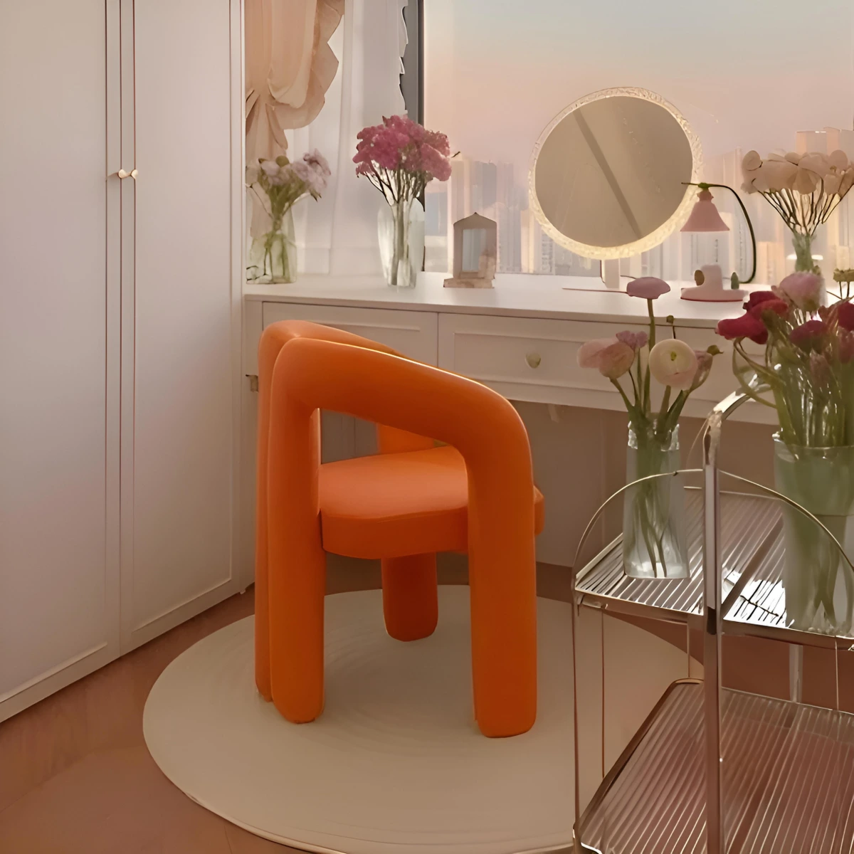 Акцентное дизайнерское кресло с велюровой обивкой (Оранжевый) картинка